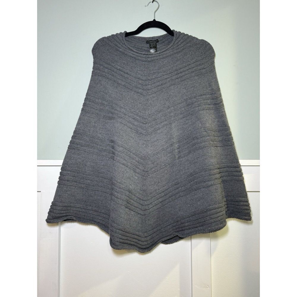 Emporio Armani Womens Gray  Wool Blend Shawl Poncho Sweater One‎ Size